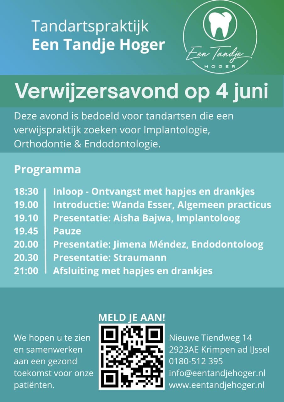Op donderdag 4 juni houden we een verwijzersavond!